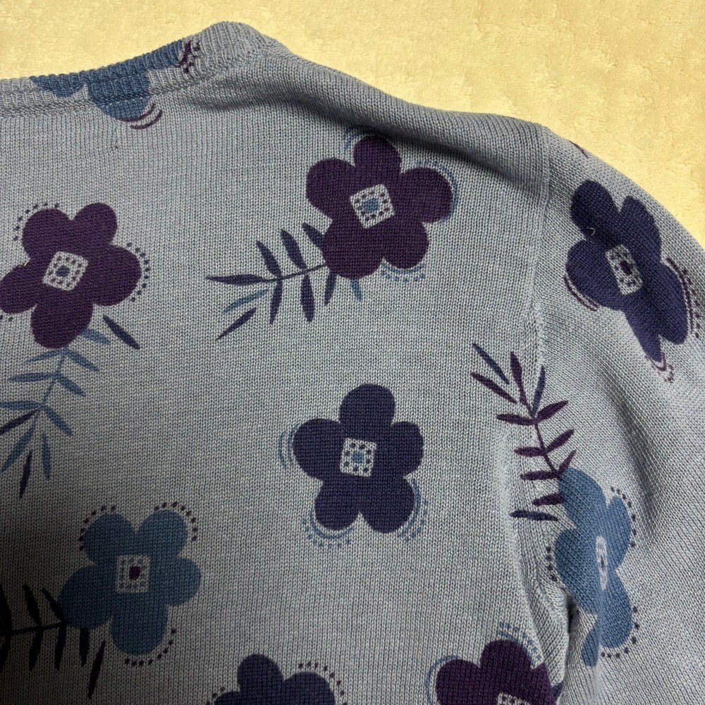 Gudrun Sjoden Floral Cardigan Sweater Size Small Blue Linen Cotton - Picture 10 of 12